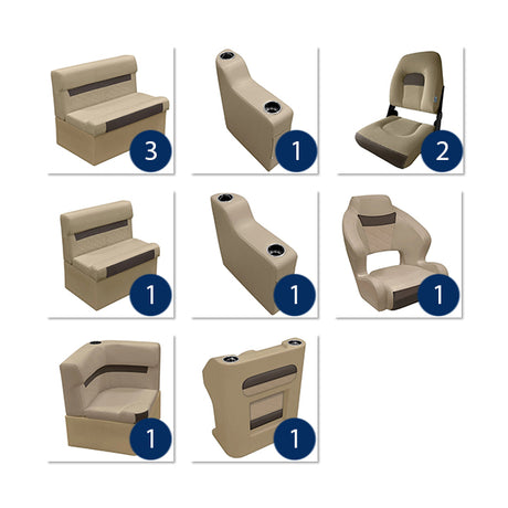 Deluxe 22'+ Fishing Pontoon Furniture Set - Neutral / Meteor