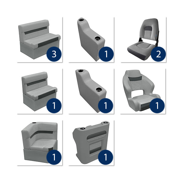 Deluxe 22'+ Fishing Pontoon Furniture Set - Marble / Reef Stone