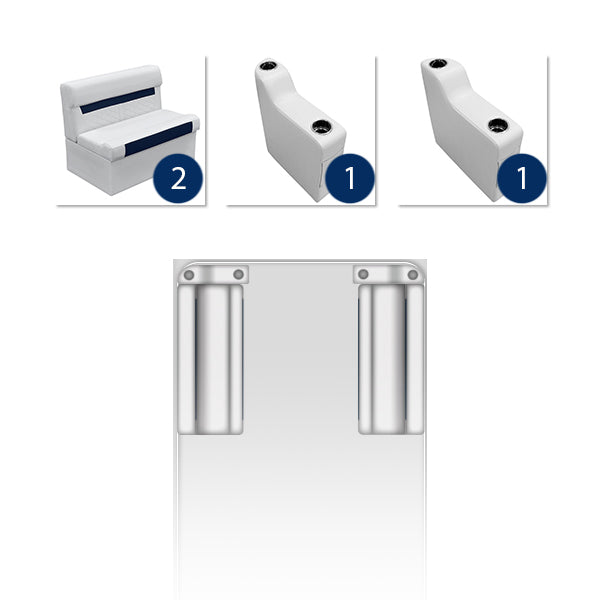 Deluxe Bench Pontoon Furniture Set - White / Mariner Blue