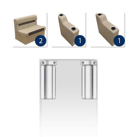 Deluxe Bench Pontoon Furniture Set - Neutral / Meteor