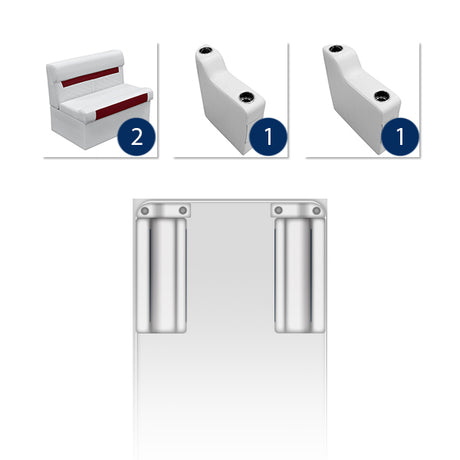 Deluxe Bench Pontoon Furniture Set - White / Crimson Red