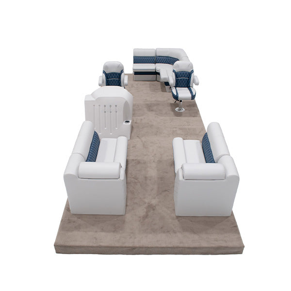 Sunset Double Bucket Rear L & Front Lounge Pontoon Seat Package Image