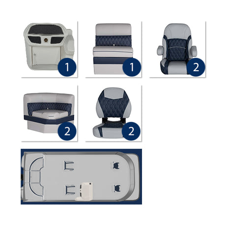 Sunset Collection Complete 18-22' Dual Bucket Fishing Pontoon Seat Package