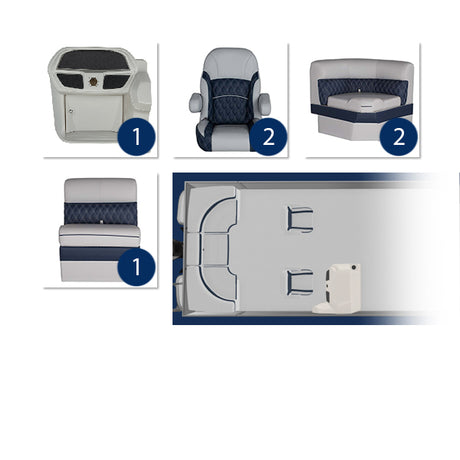 Sunset Collection Dual Bucket Rear Bench & Console Pontoon Seat Package