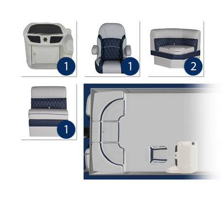 Sunset Collection Rear Bench & Console Pontoon Seat Package