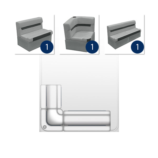 Deluxe Rear Bench Pontoon Furniture Set - Marble / Reef Stone