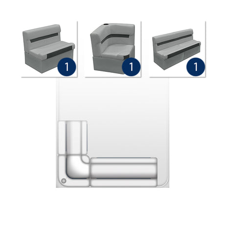 Deluxe Rear Bench Pontoon Furniture Set - Marble / Reef Stone