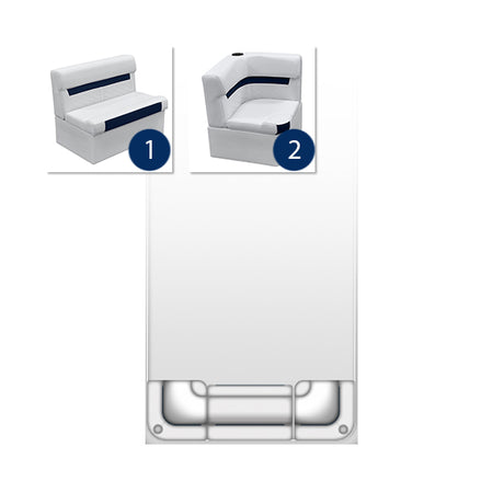 Deluxe Rear Pontoon Furniture Set - White / Mariner Blue