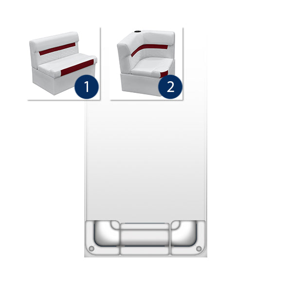 Deluxe Rear Pontoon Furniture Set - White / Crimson Red