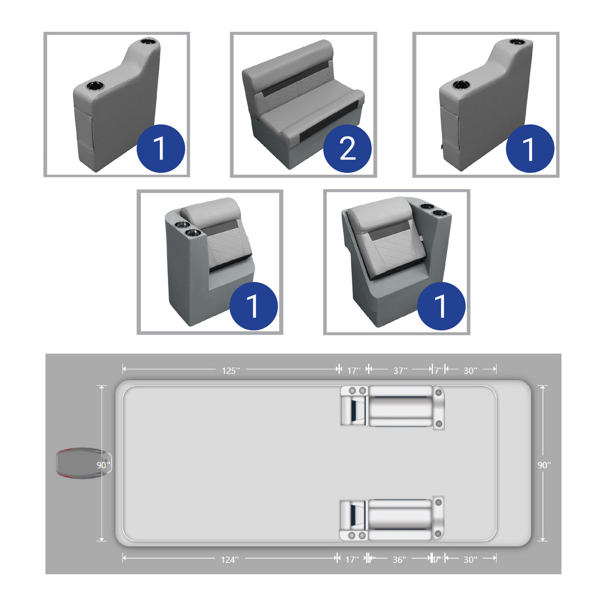 DLX Couch & Leanback Pontoon Seat Package
