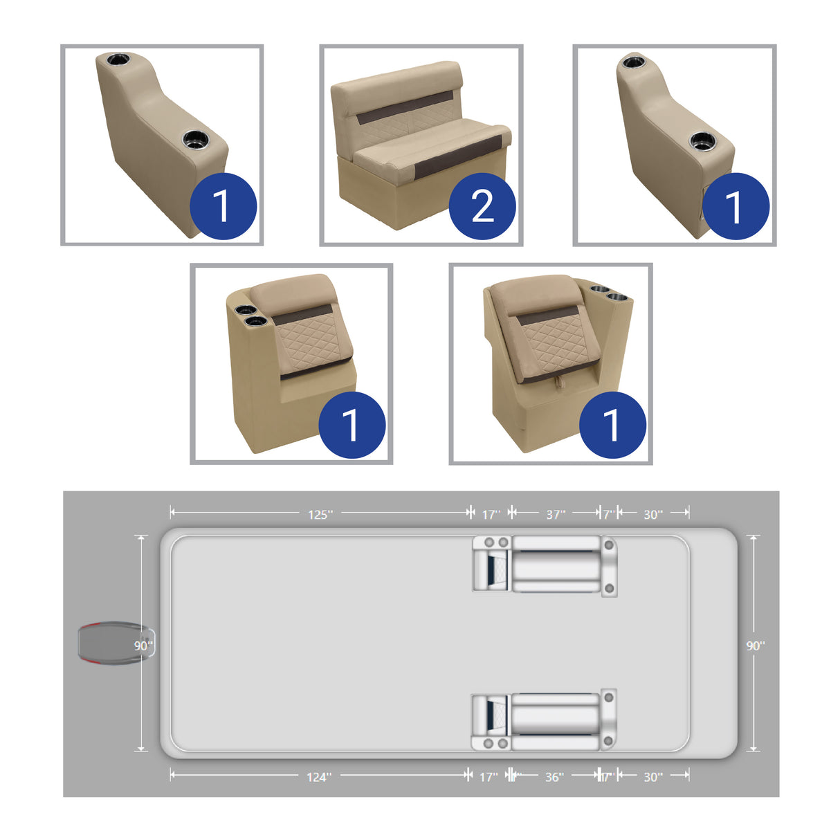 DLX Couch & Leanback Pontoon Seat Package