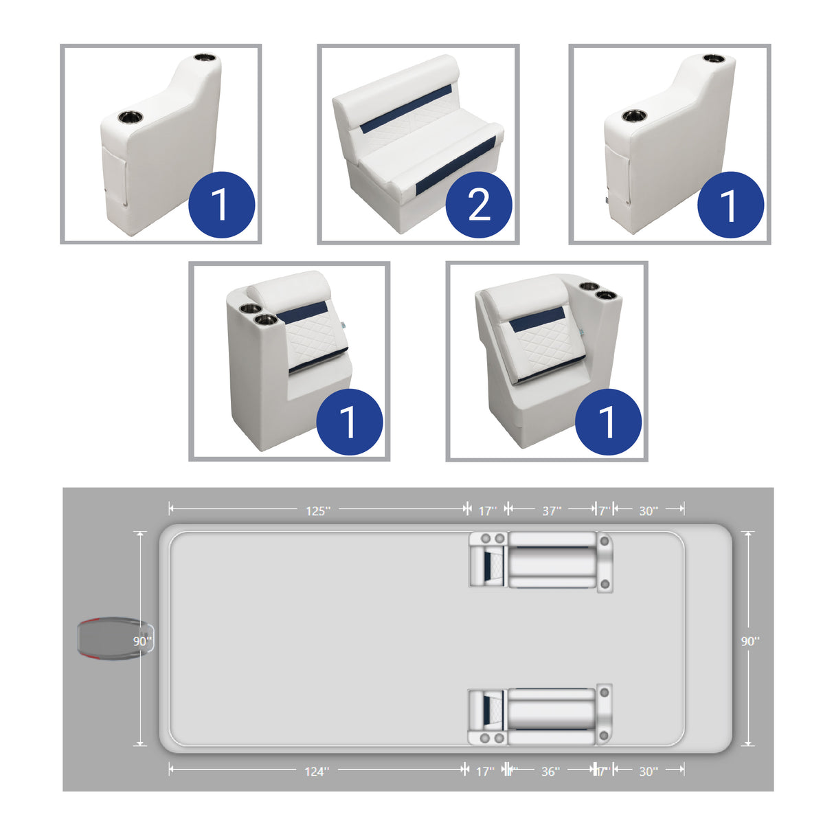 DLX Couch & Leanback Pontoon Seat Package
