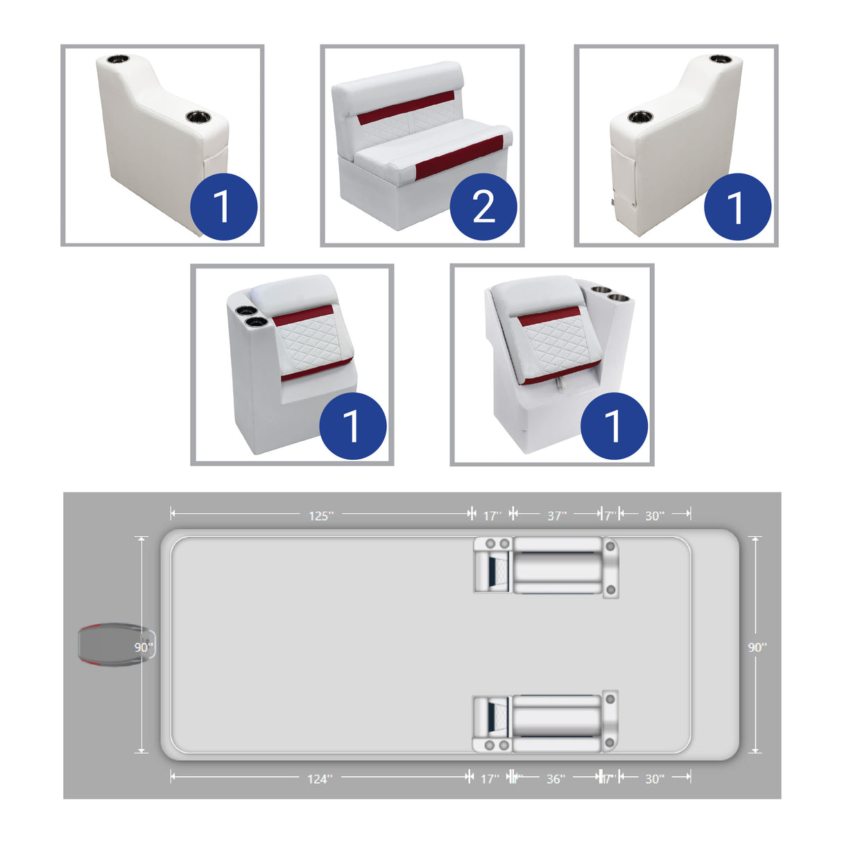 DLX Couch & Leanback Pontoon Seat Package