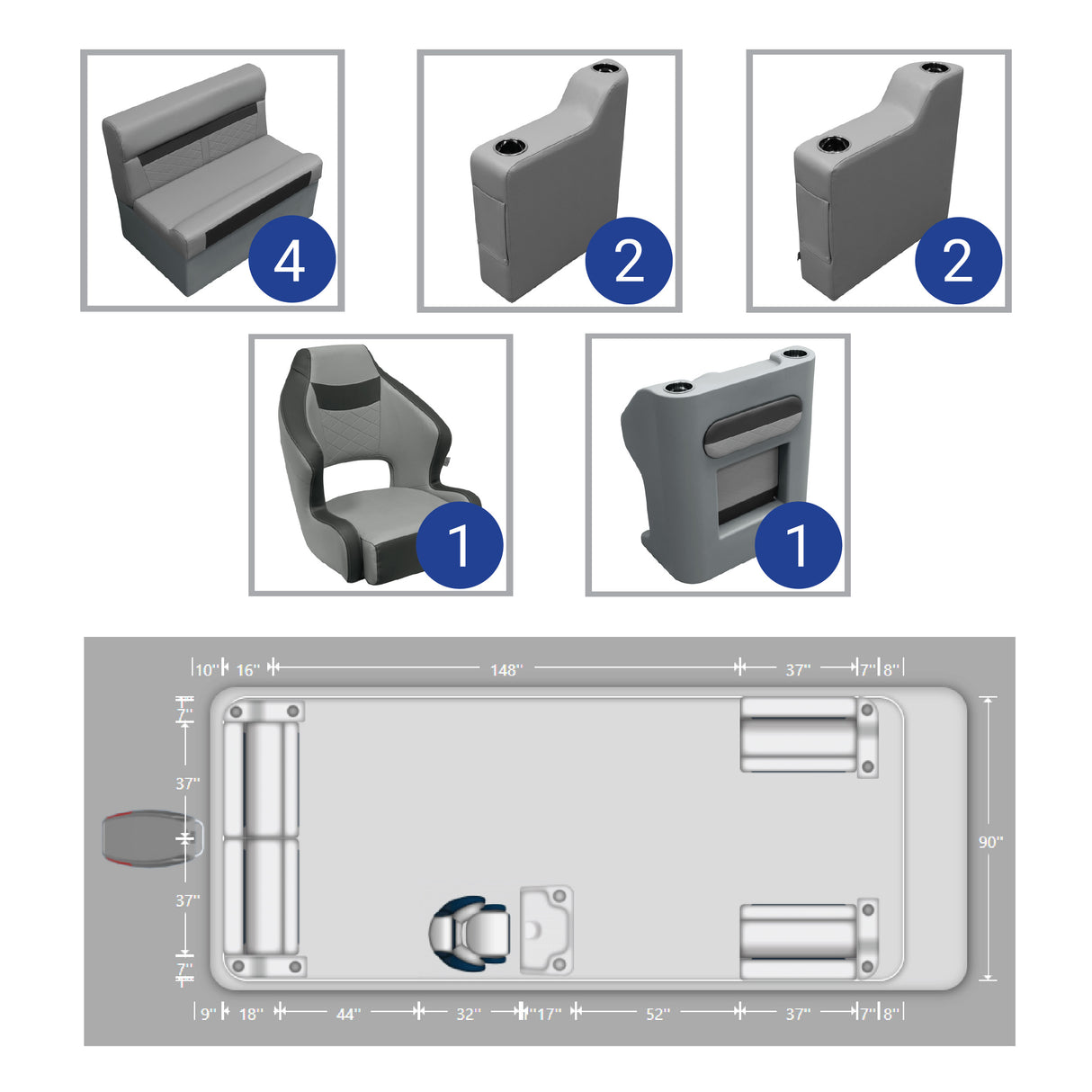 Deluxe 18'-22' Traditional Pontoon Furniture Set