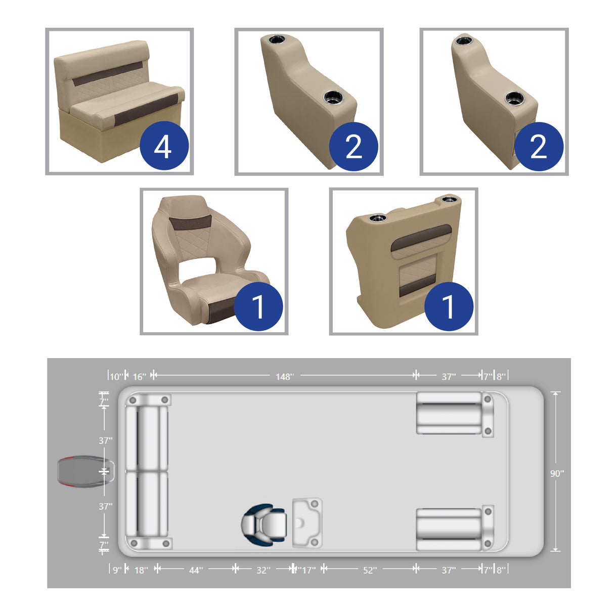 Deluxe 18'-22' Traditional Pontoon Furniture Set