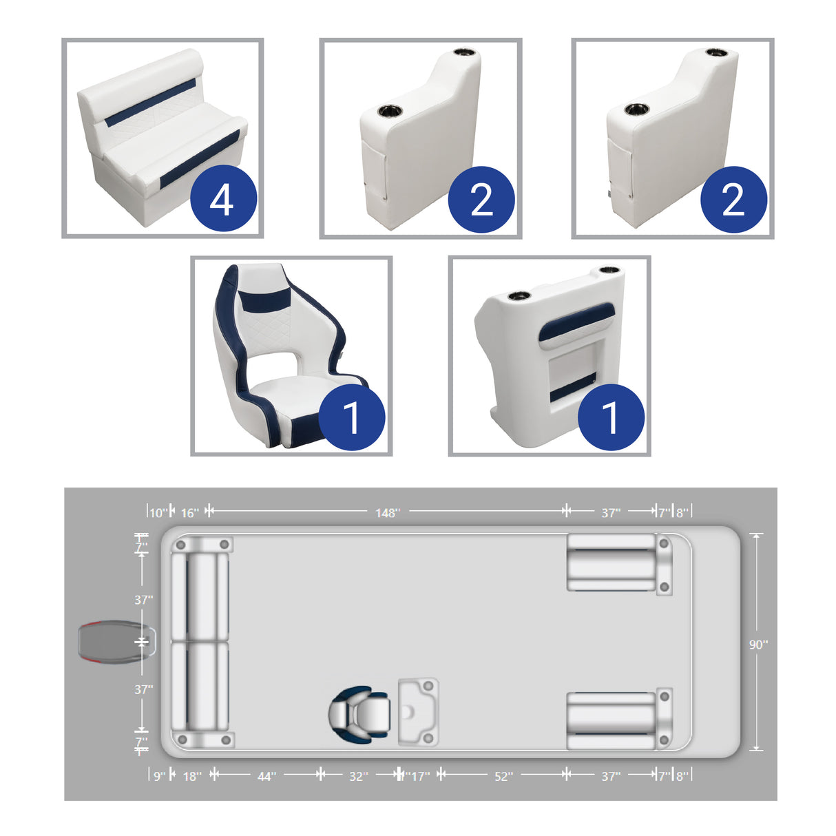Deluxe 18'-22' Traditional Pontoon Furniture Set