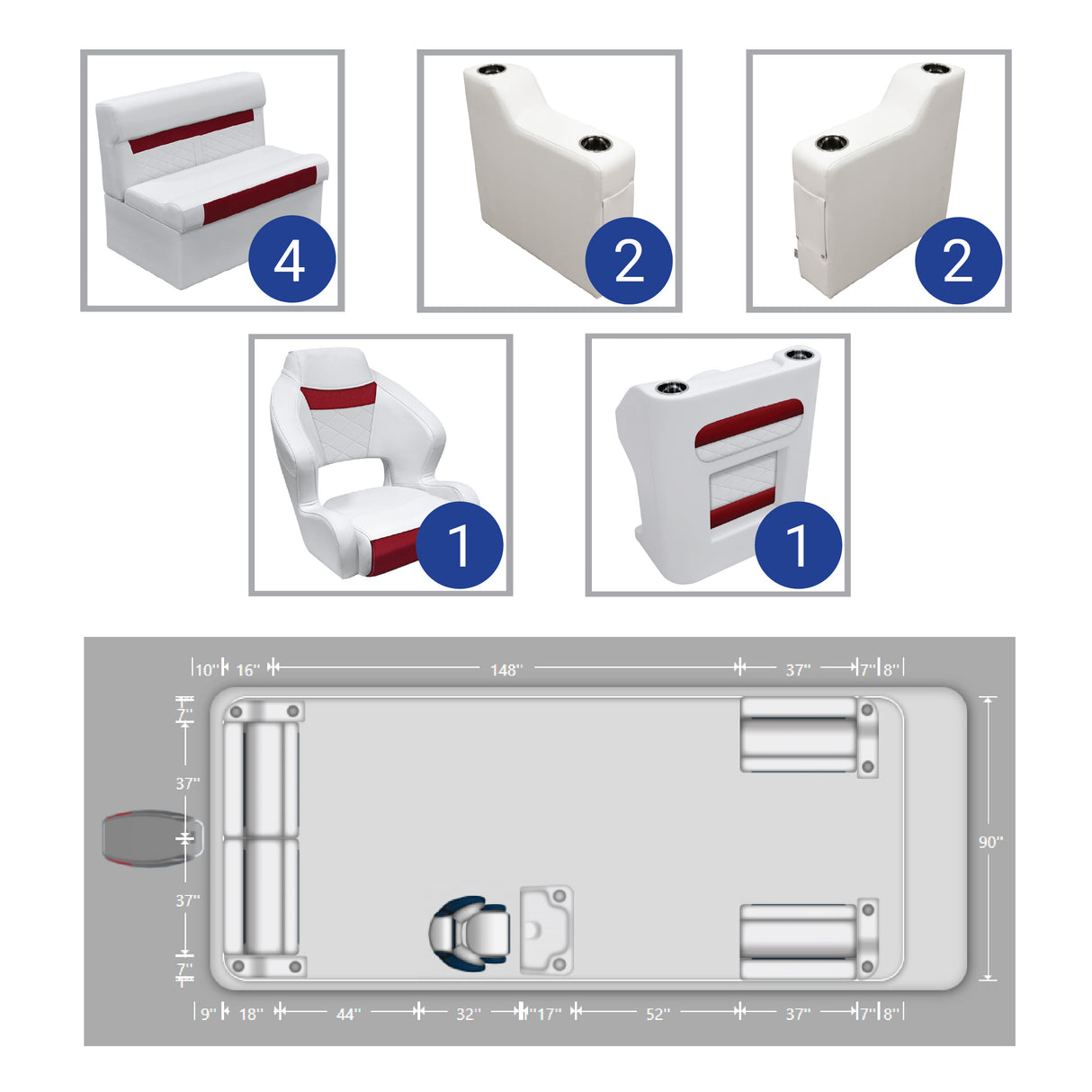 Deluxe 18'-22' Traditional Pontoon Furniture Set
