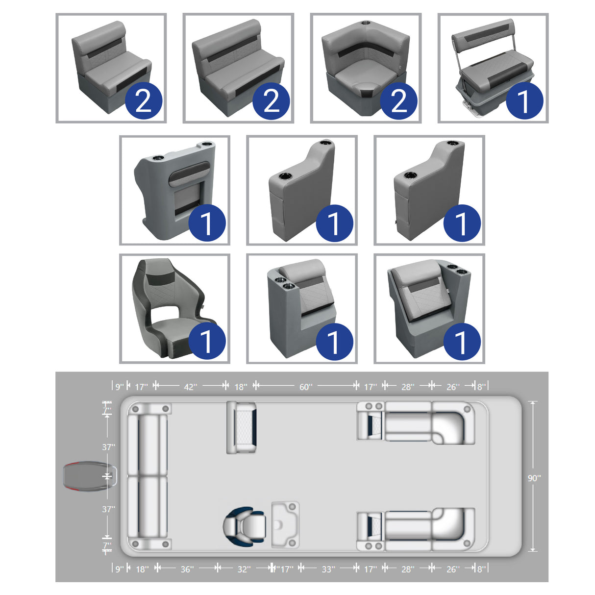 Deluxe 22'+ Traditional Pontoon Furniture Set