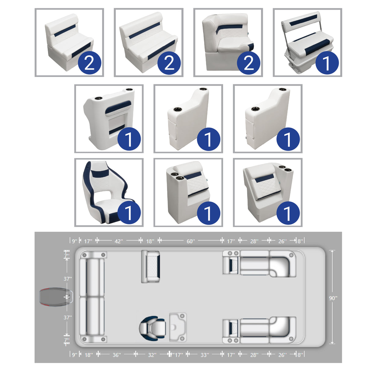 Deluxe 22'+ Traditional Pontoon Furniture Set