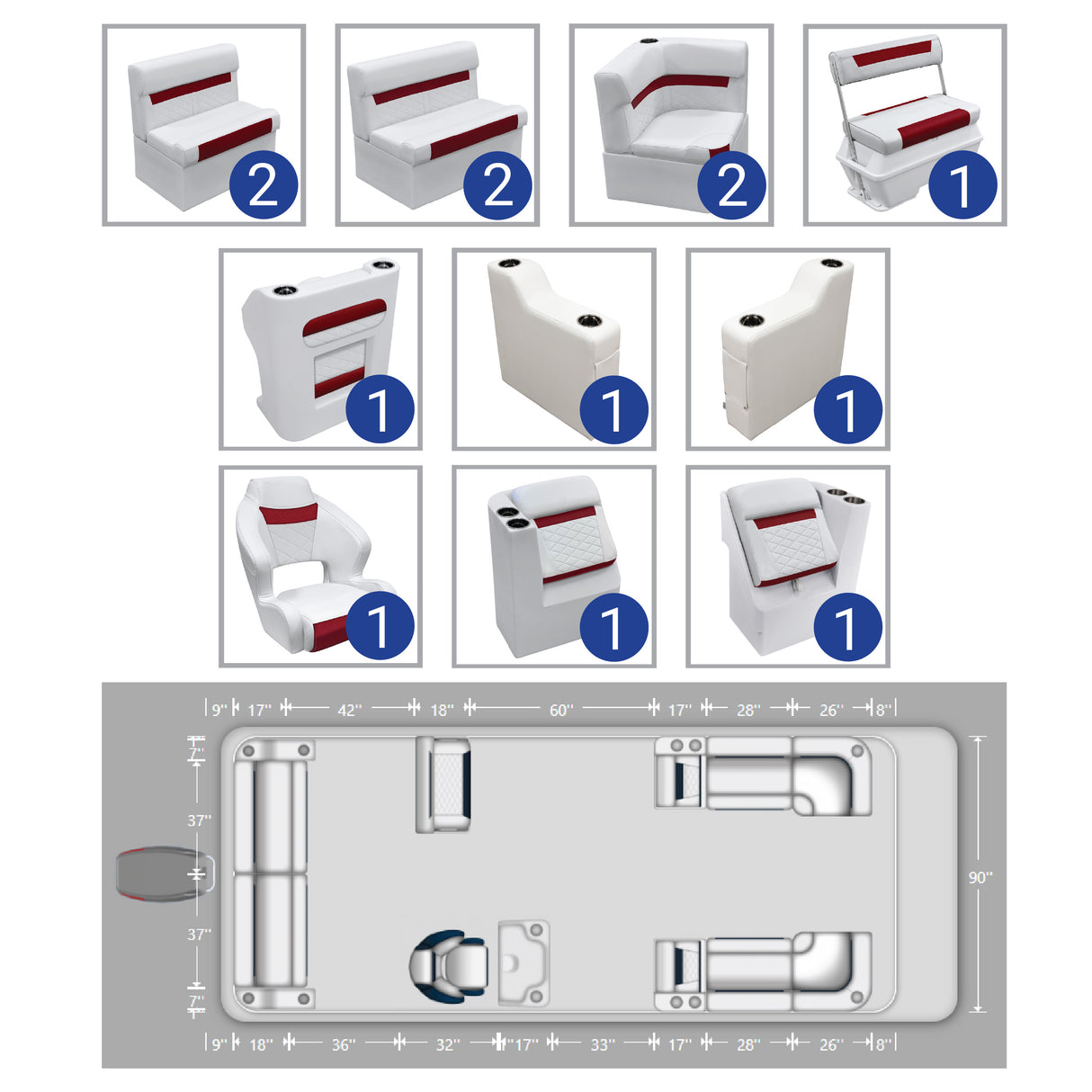 Deluxe 22'+ Traditional Pontoon Furniture Set