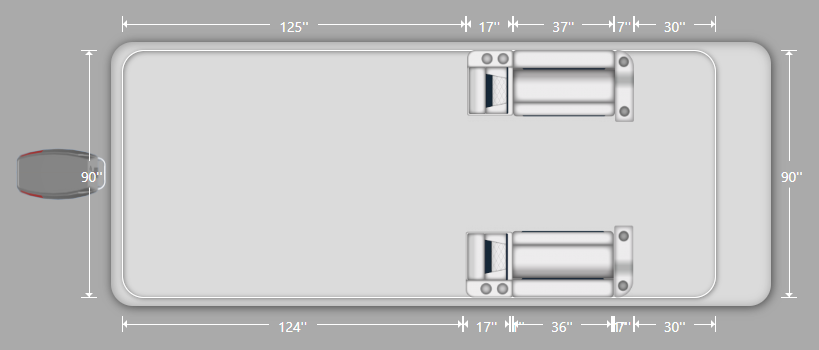 Wise DLX Couch & Leanback Pontoon Furniture Set Layout and Dimension
