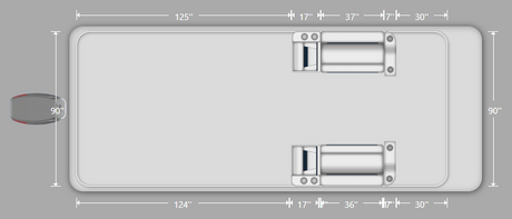 Wise DLX Couch & Leanback Pontoon Furniture Set Layout and Dimension