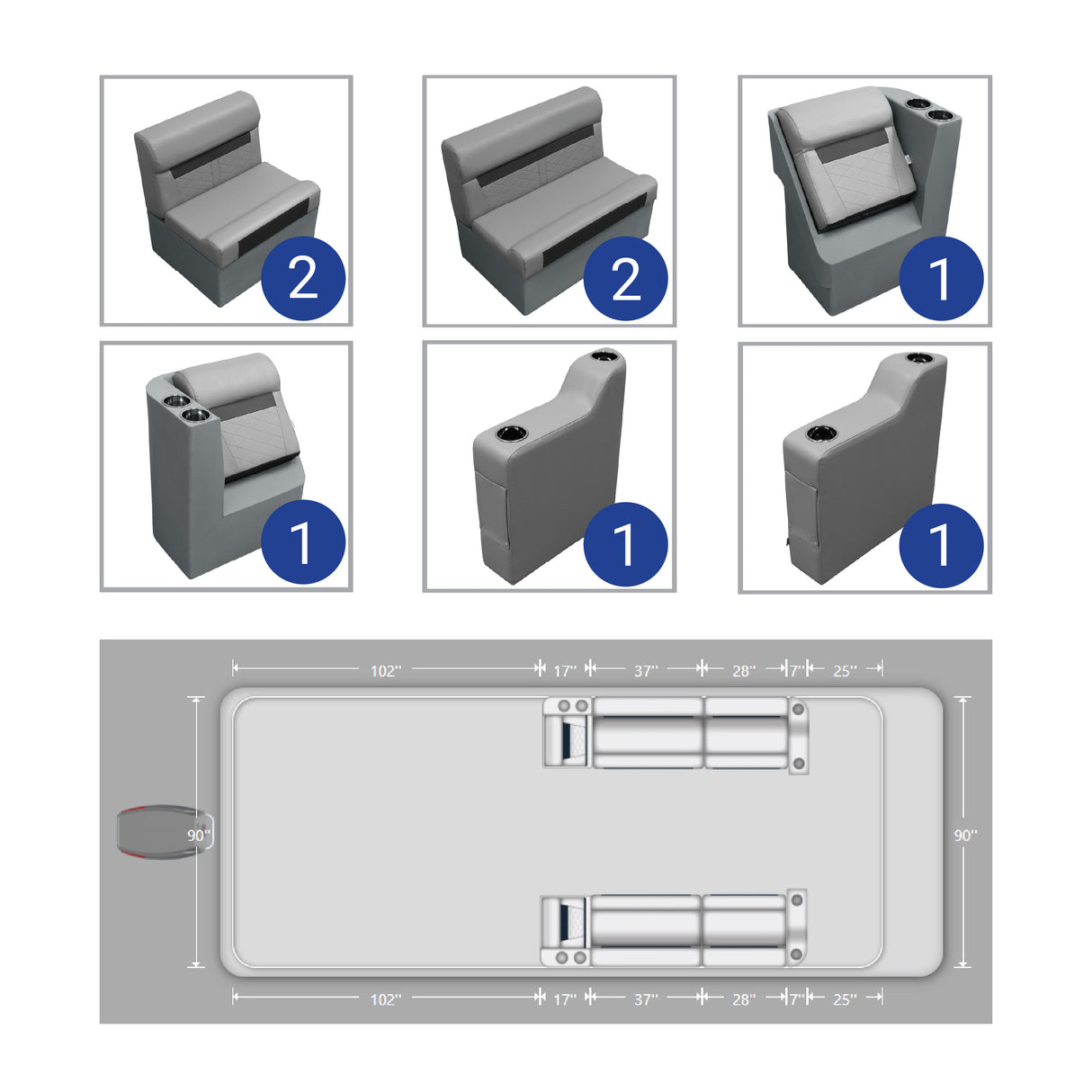 DLX Front Bench & Leanback Pontoon Seat Package