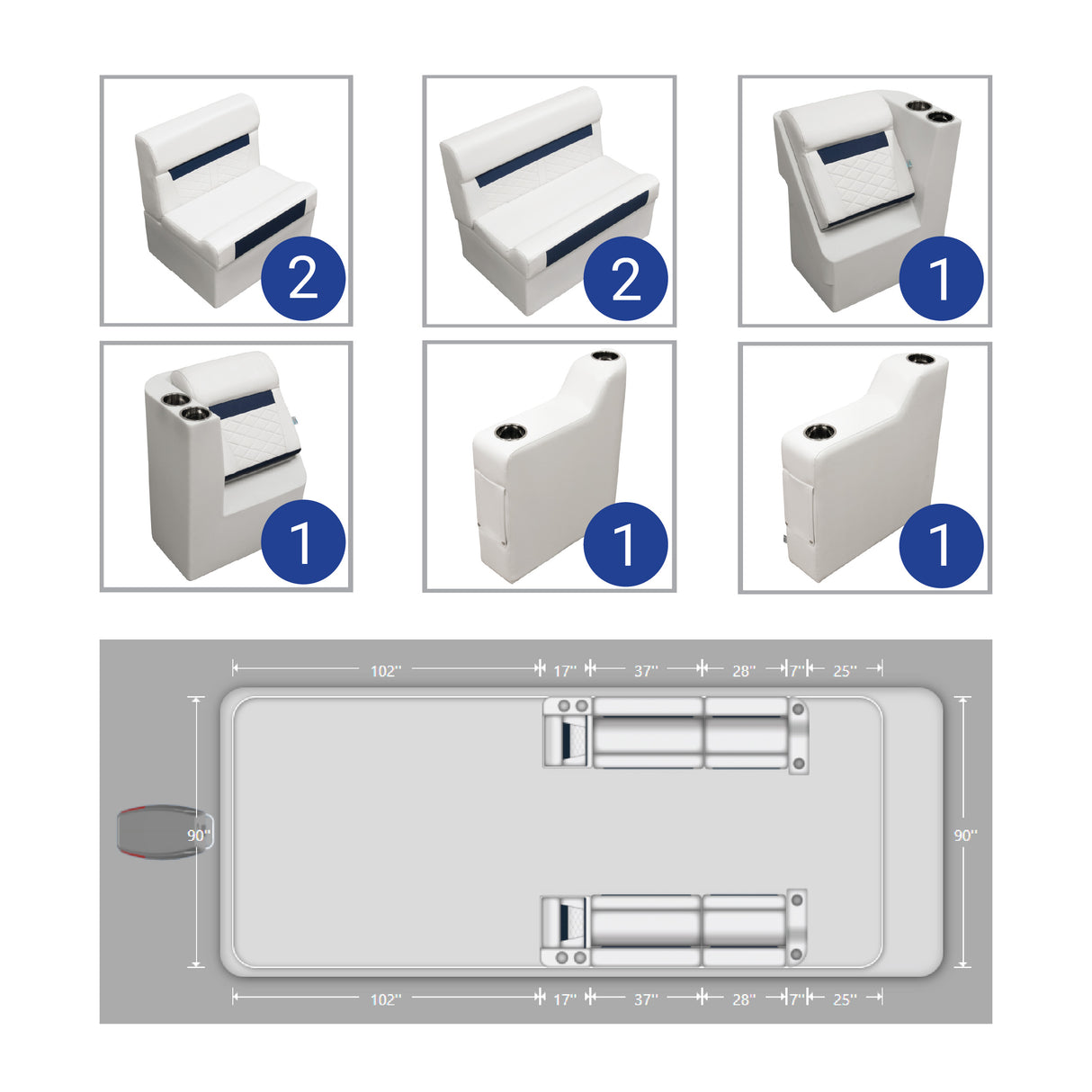 DLX Front Bench & Leanback Pontoon Seat Package
