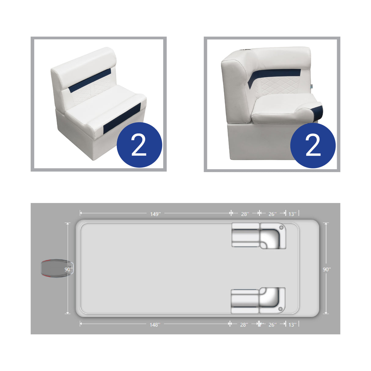 DLX Front Corner Couch Pontoon Seat Package