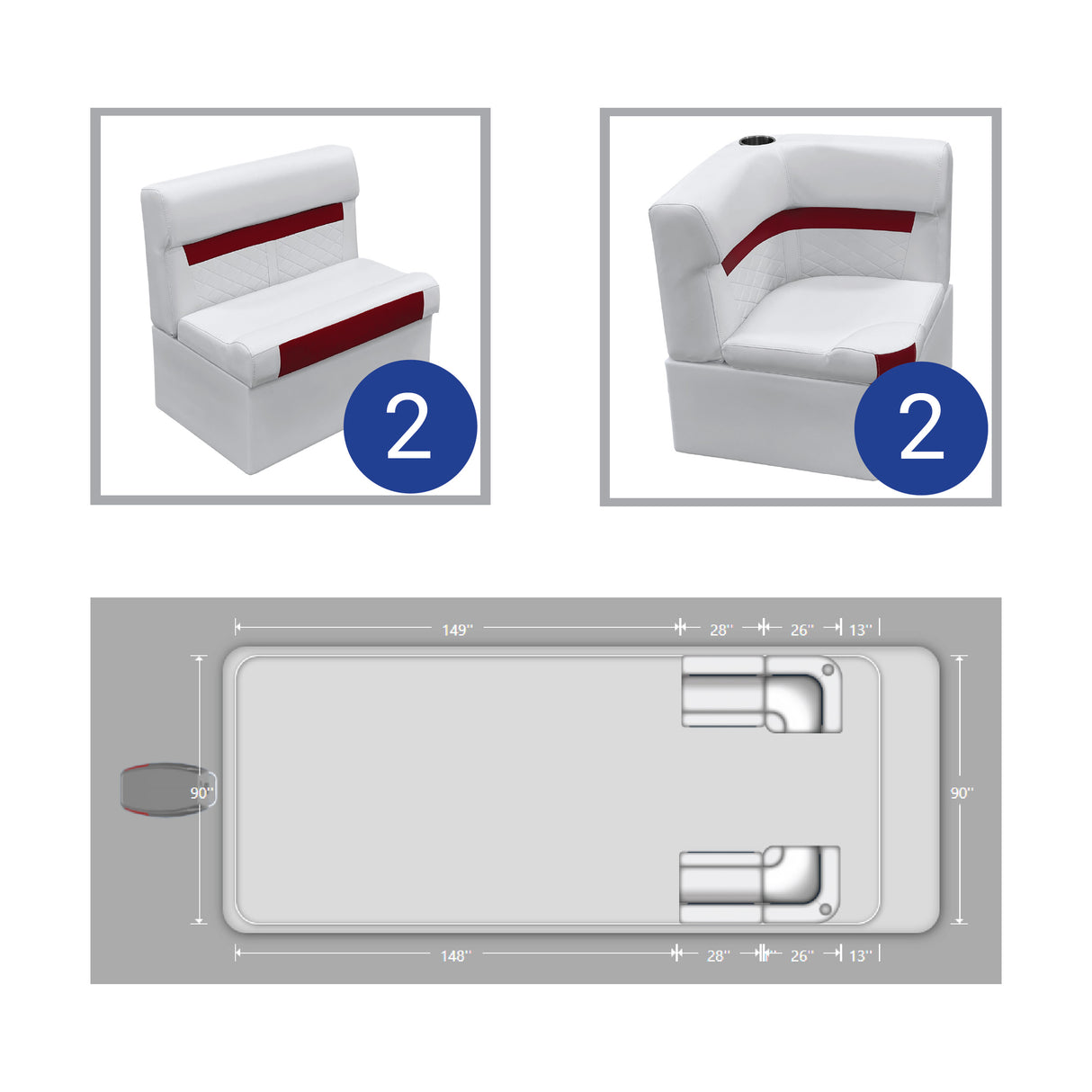 DLX Front Corner Couch Pontoon Seat Package