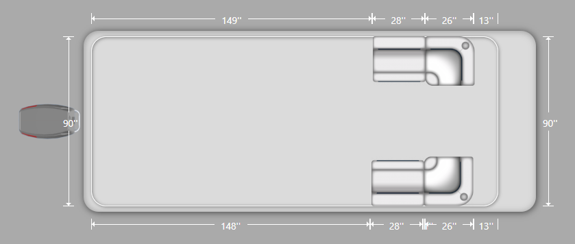 Wise DLX Front Corner Couch Pontoon Furniture Set Layout and dimension