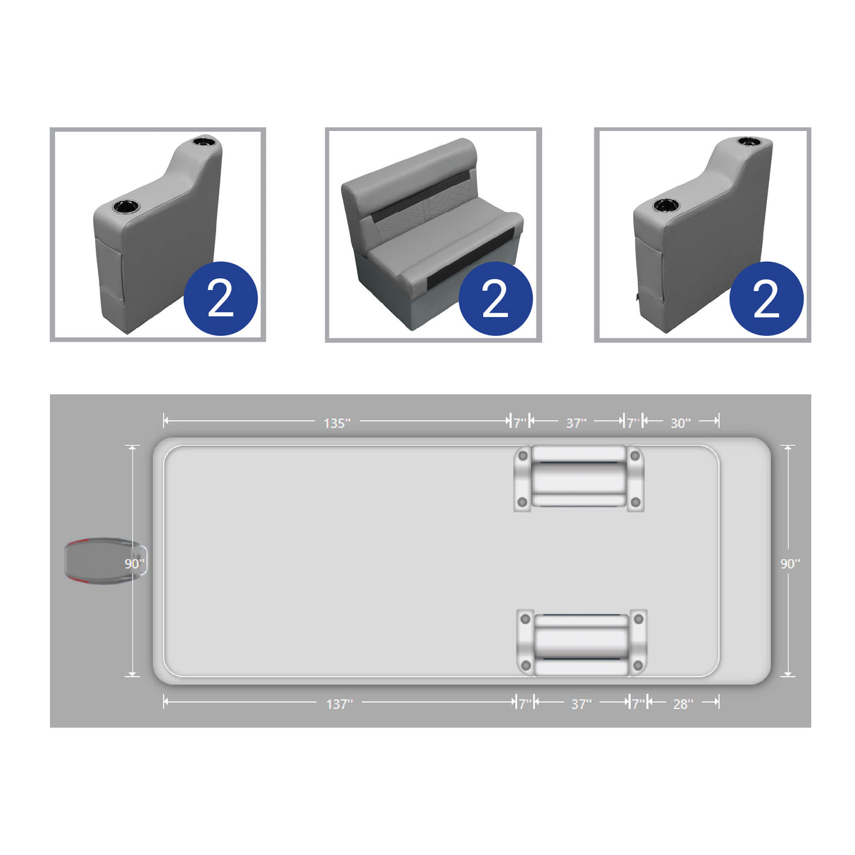 DLX Front Couch Pontoon Seat Package