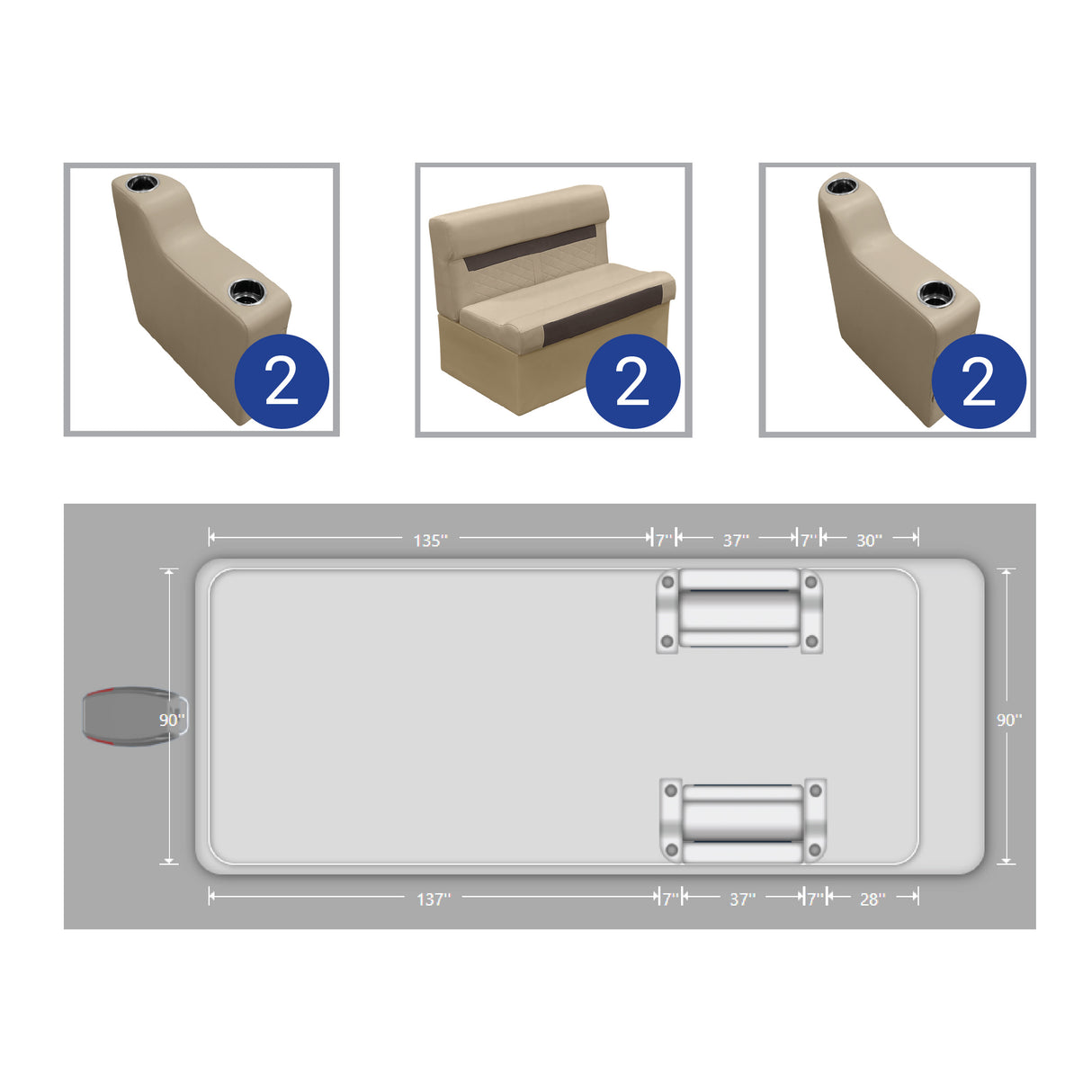 DLX Front Couch Pontoon Seat Package