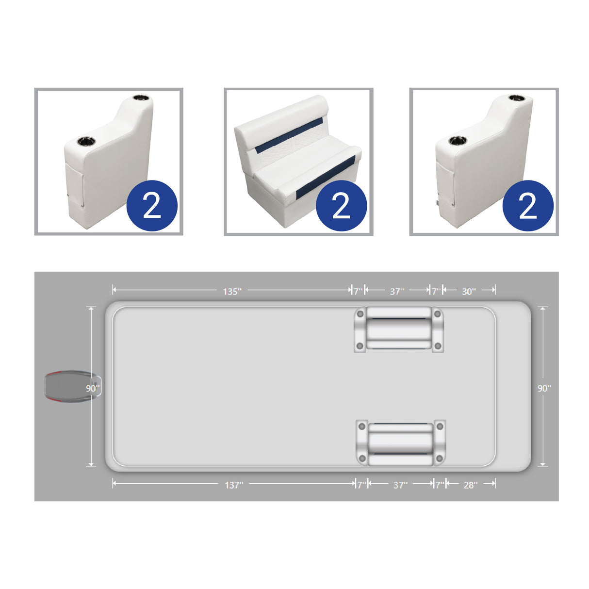 DLX Front Couch Pontoon Seat Package