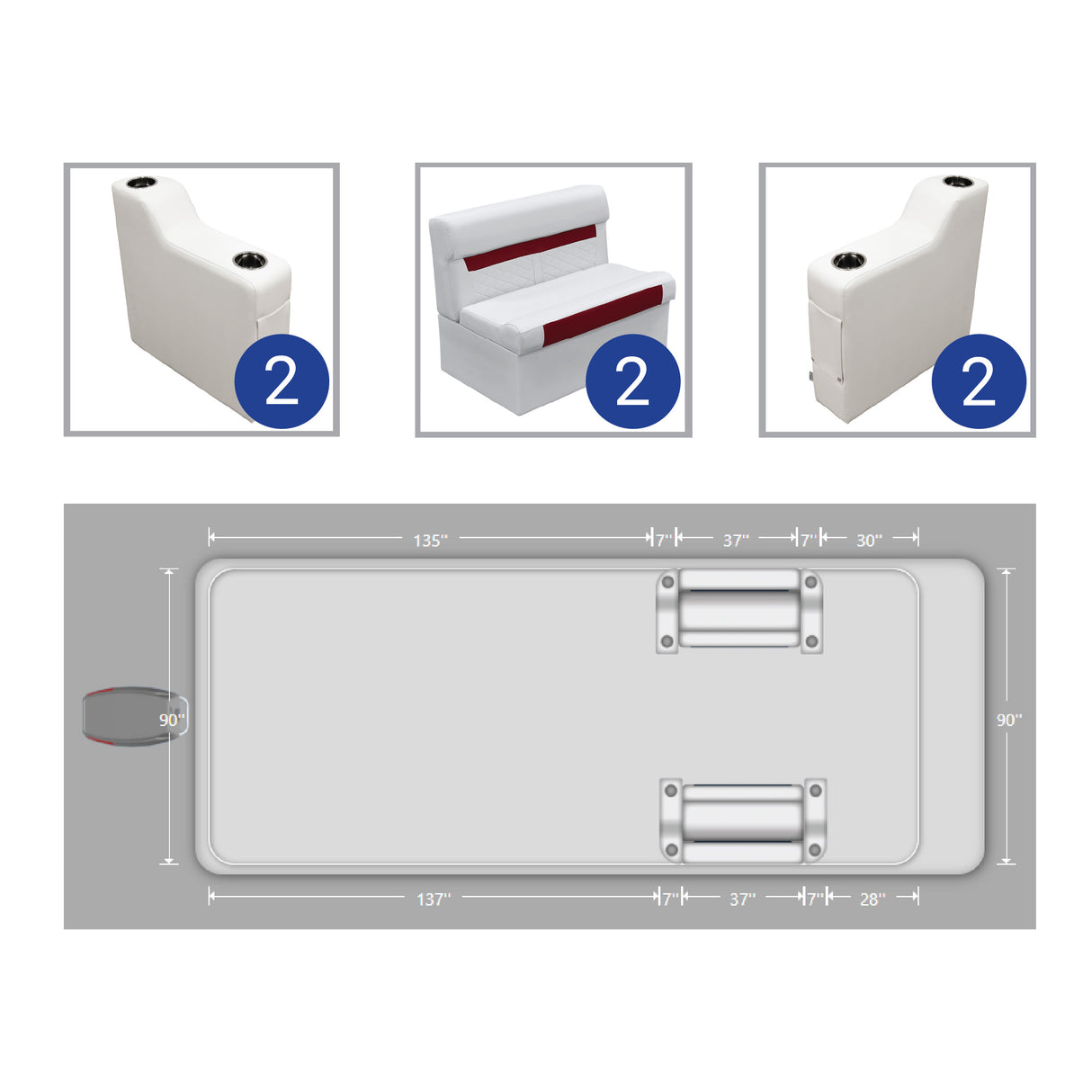 DLX Front Couch Pontoon Seat Package