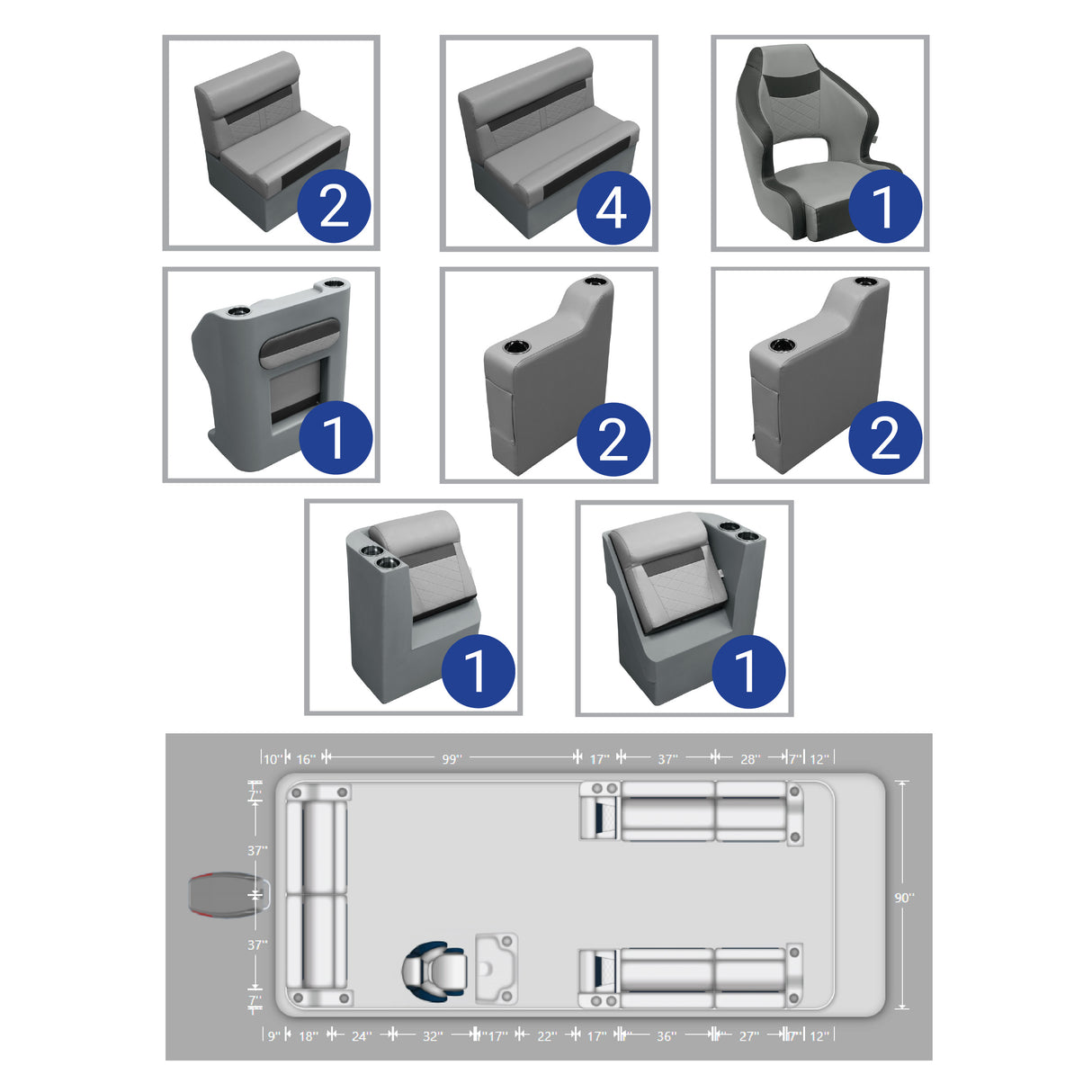 DLX Full Lounge Pontoon Seat Package