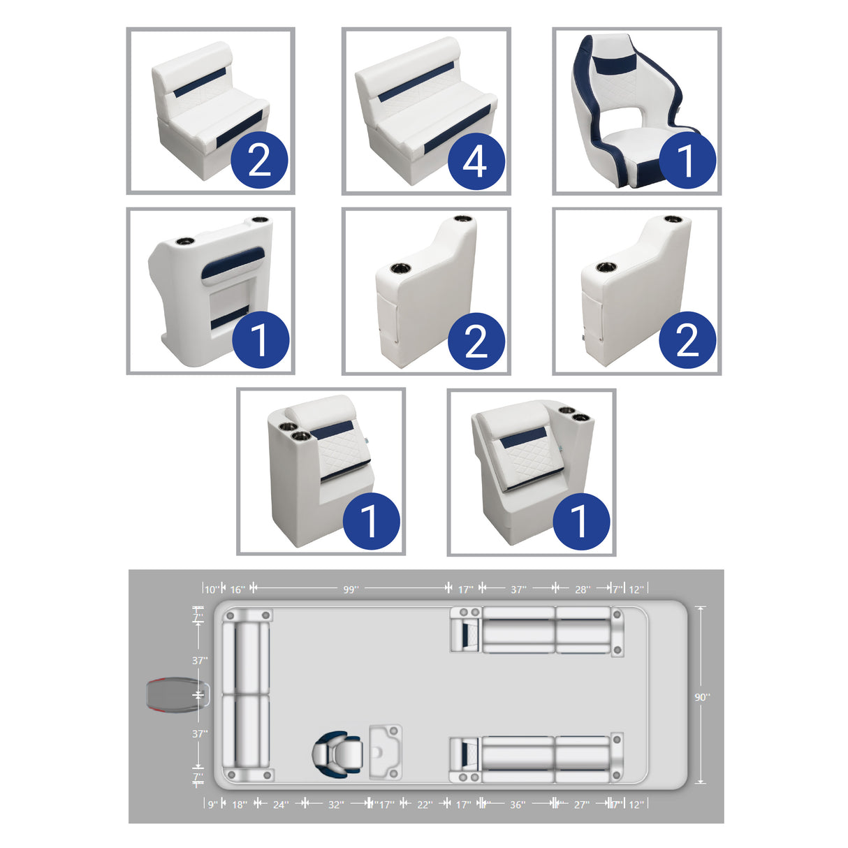 DLX Full Lounge Pontoon Seat Package