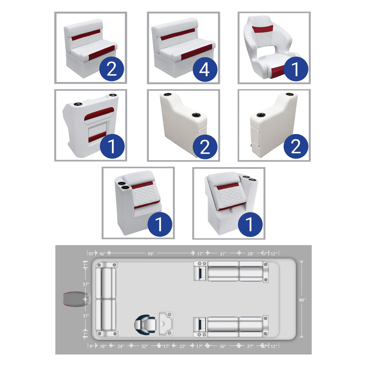 DLX Full Lounge Pontoon Seat Package