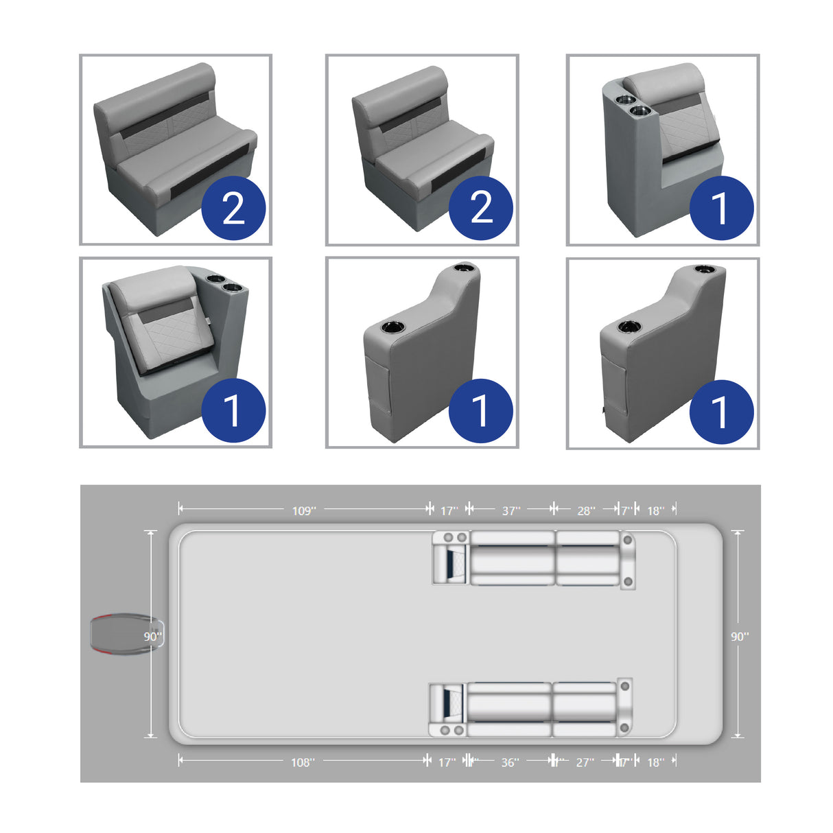 DLX Front Lounge Pontoon Seat Package