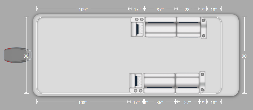 Wise DLX Front Lounge Pontoon Furniture Set  Layout and Dimension