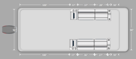 Wise DLX Front Lounge Pontoon Furniture Set  Layout and Dimension