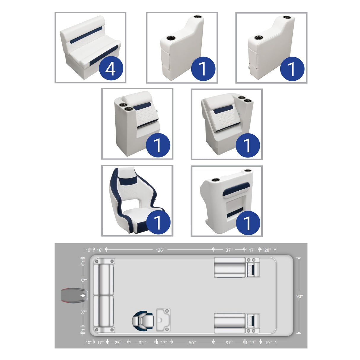 DLX 18'-22' Full Pontoon Seat Package