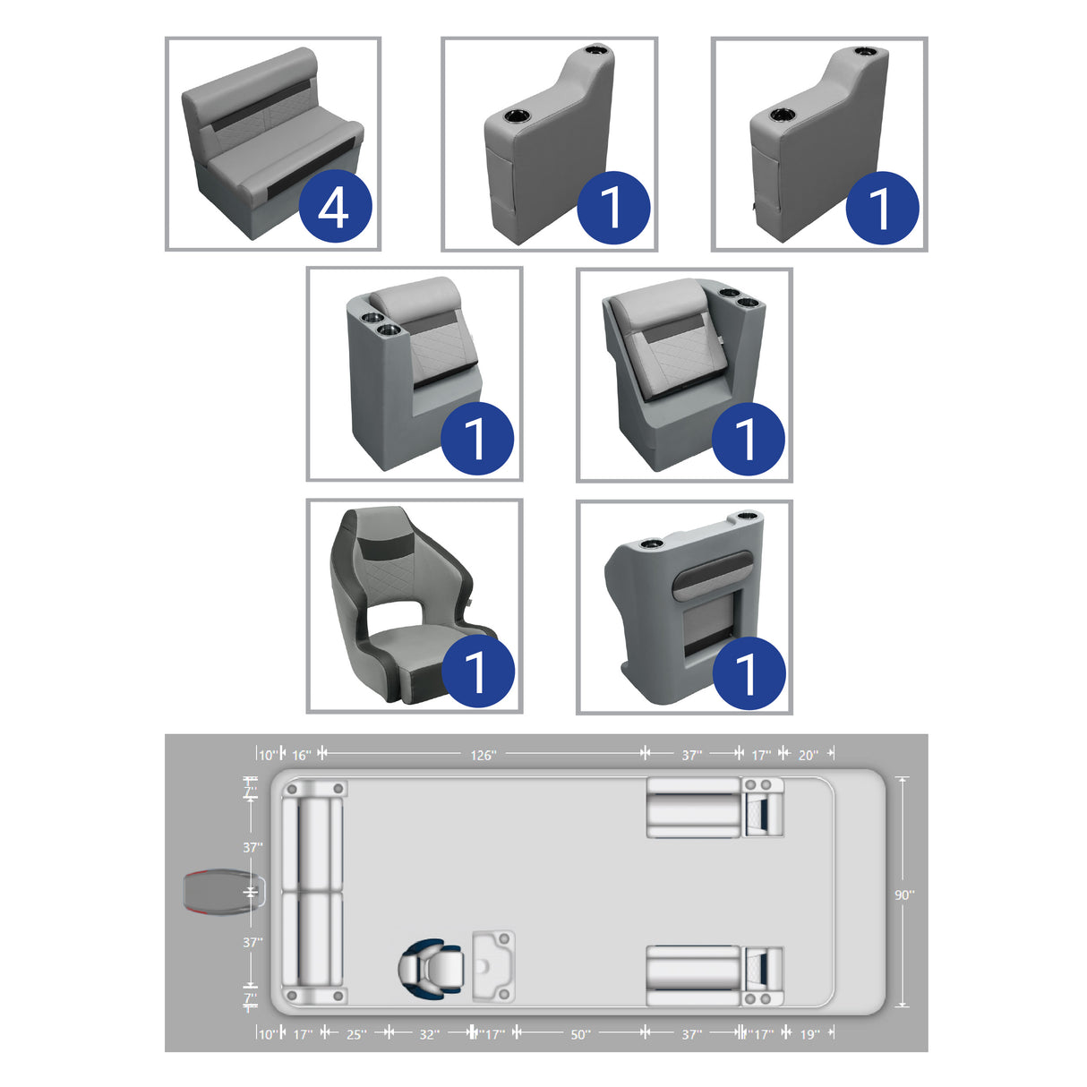 DLX 18'-22' Full Pontoon Seat Package