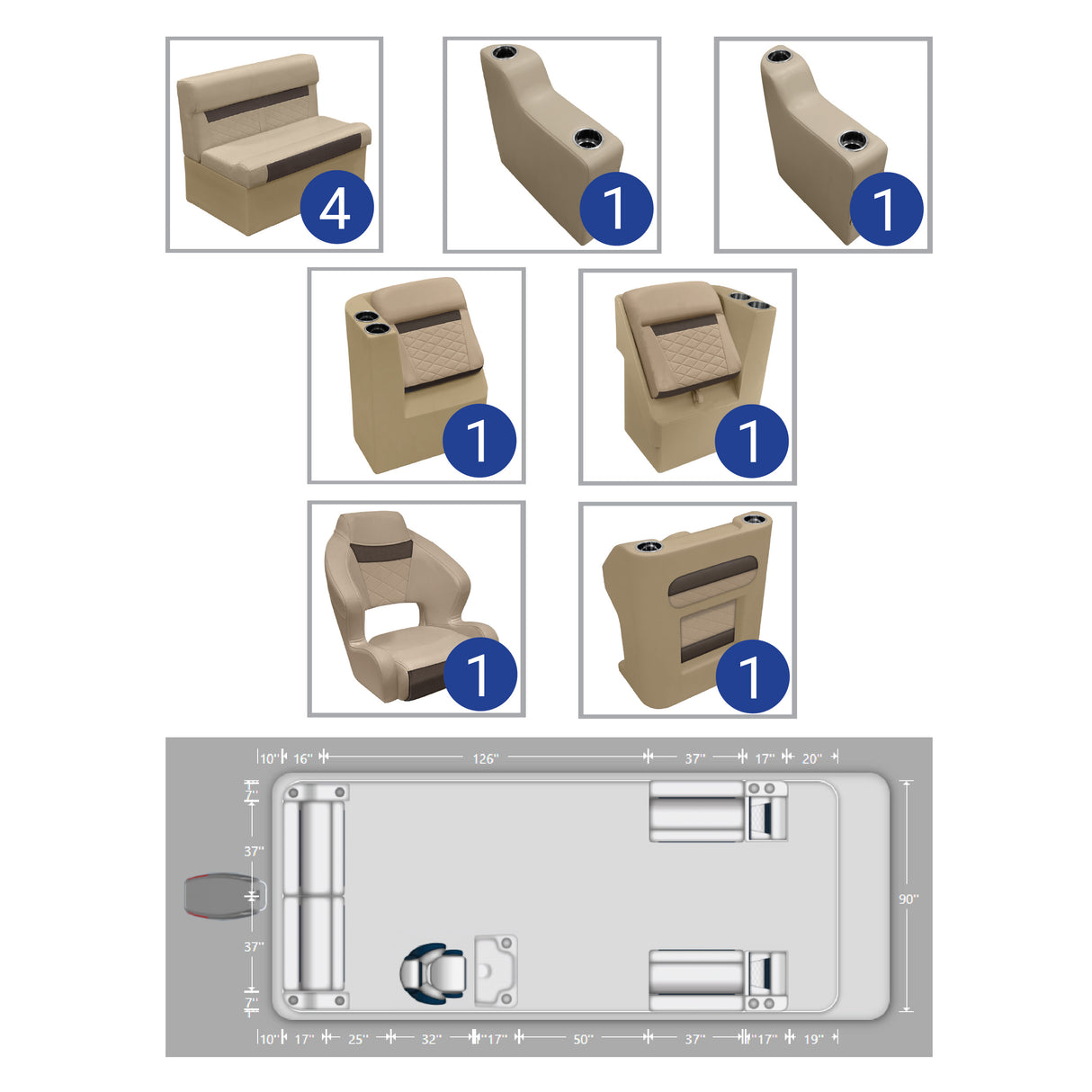 DLX 18'-22' Full Pontoon Seat Package
