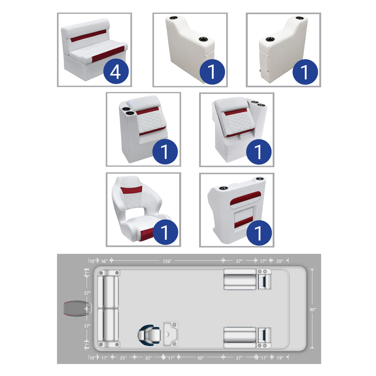 DLX 18'-22' Full Pontoon Seat Package