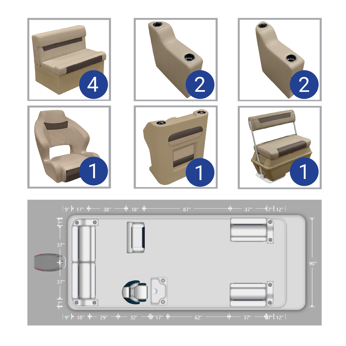 DLX Front & Rear Couch with Swingback Pontoon Seat Package