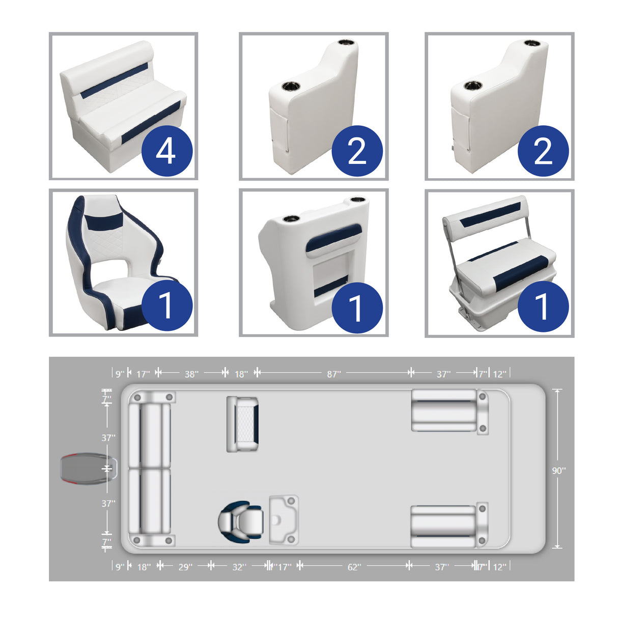 DLX Front & Rear Couch with Swingback Pontoon Seat Package