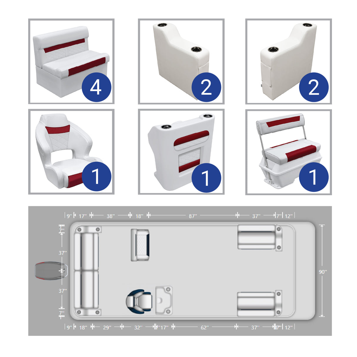 DLX Front & Rear Couch with Swingback Pontoon Seat Package