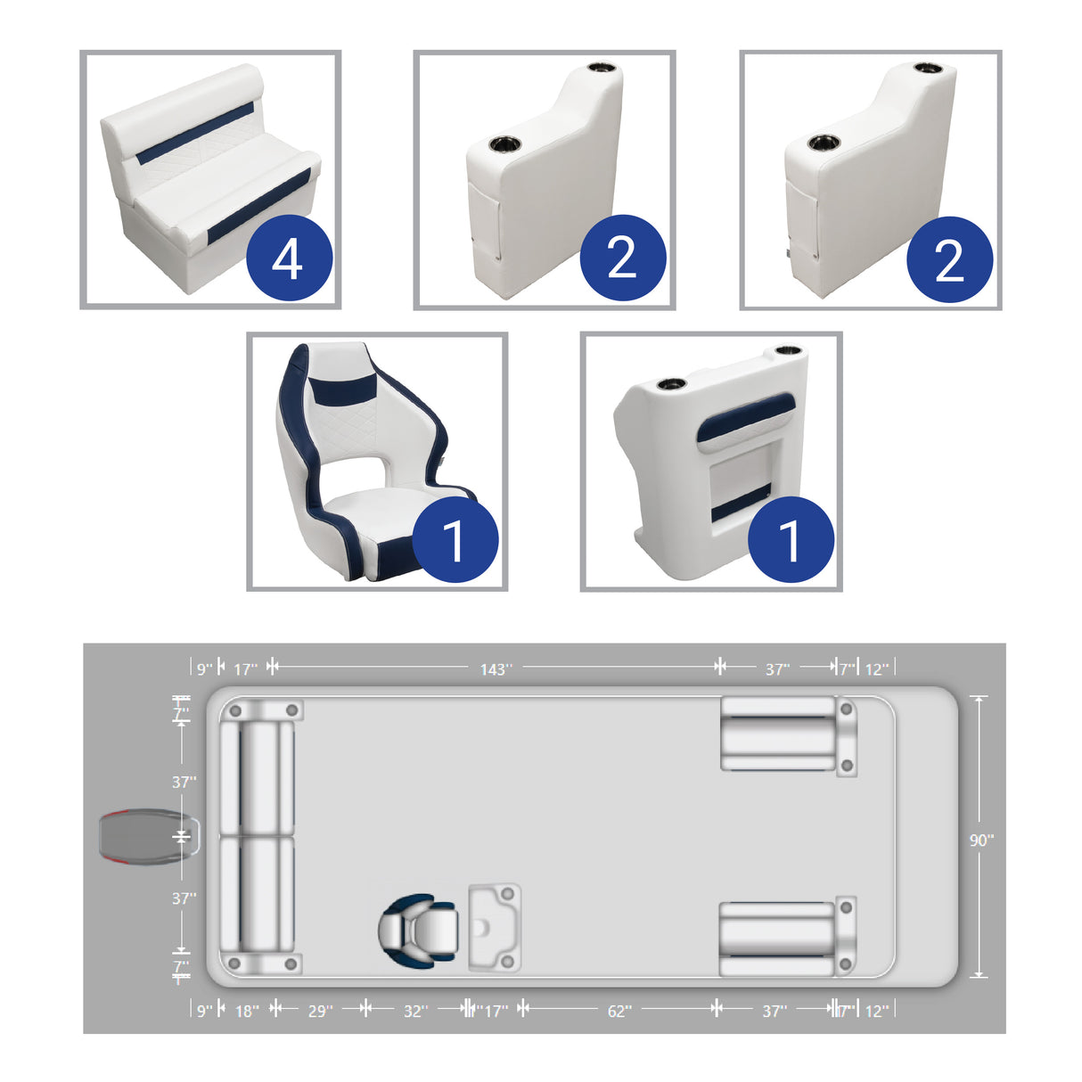 DLX Front & Rear Couch Pontoon Seat Package