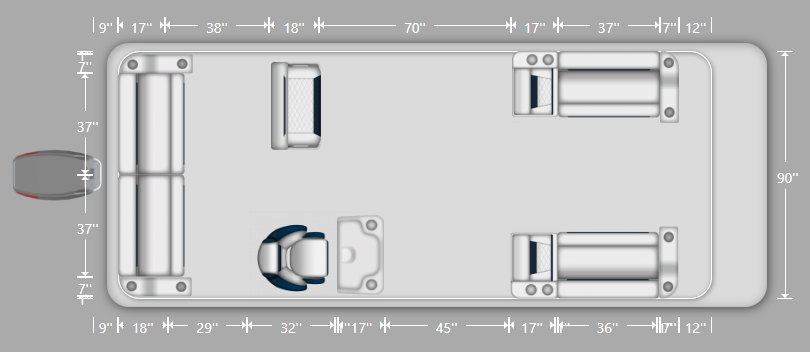 DLX Lounge with Rear Bench & Swingback Pontoon Seat Package